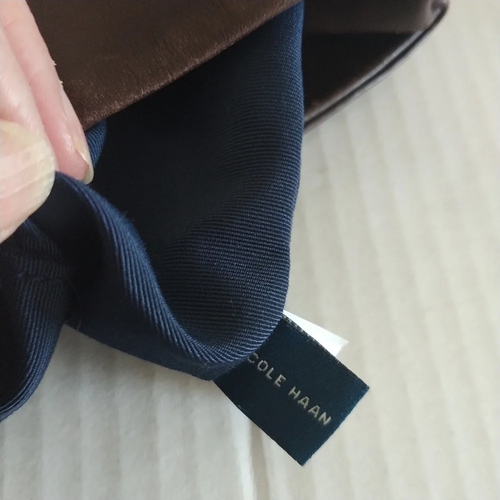 Cole Haan Bethany Weave Single Strap Leather Hobo Bag Chestnut Brown